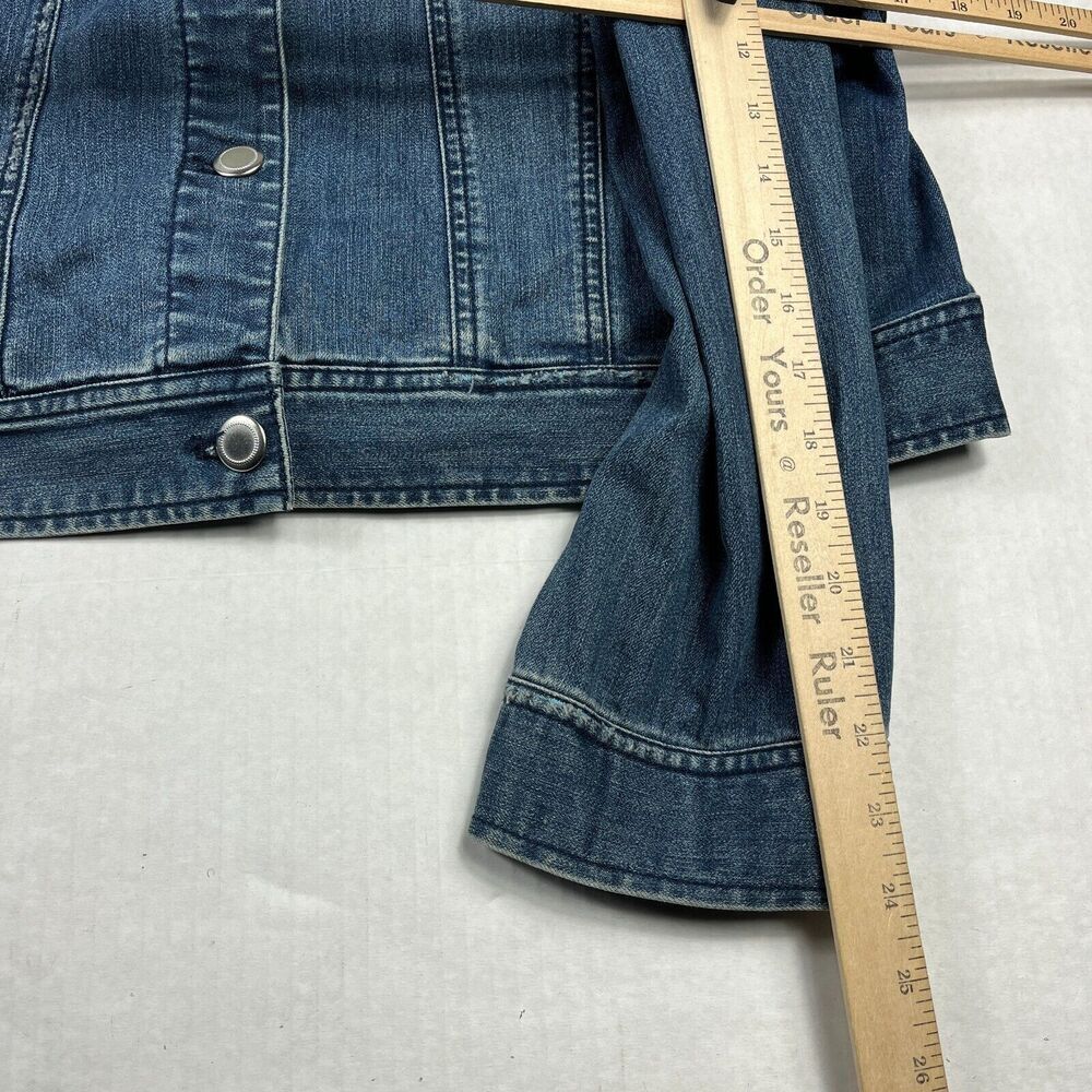 Chicos Womens Trucker Denim Jacket Blue Button Front Long Sleeve Classic 3 XL - Picture 8 of 12